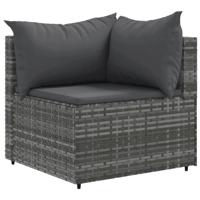 7-delige Loungeset met kussens poly rattan grijs - thumbnail