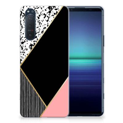 Sony Xperia 5II | TPU Hoesje | Zwart Roze Vormen Sony Xperia 5II | TPU Hoesje | Zwart Roze Vormen