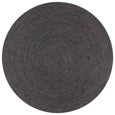 Vloerkleed handgemaakt rond 150 cm jute donkergrijs