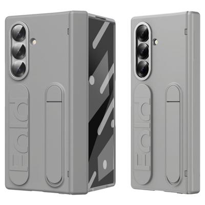 Lunso Samsung Galaxy Z Fold 7 backcover hoes met Kickstand & Polsband - Grijs