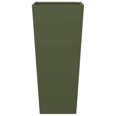 Plantenbakken 2 st 35x35x75 cm staal olijfgroen