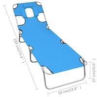 Ligbed inklapbaar met hoofdkussen staal turquoiseblauw - thumbnail