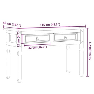 Wandtafel Corona 115x46x73 cm massief grenenhout