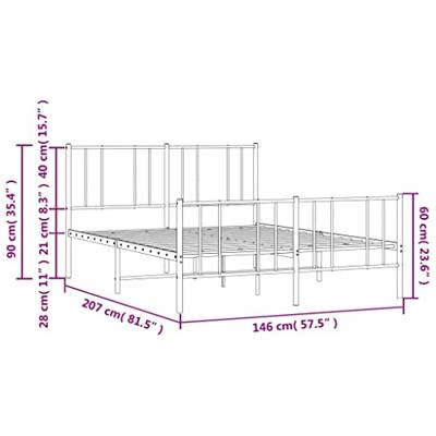 Bedframe met hoofd- en voeteneinde metaal zwart 140x200 cm