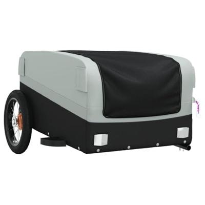VidaXL Fietstrailer 30 kg ijzer zwart en grijs - thumbnail