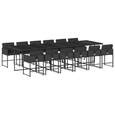 13-delige Tuinset met kussens poly rattan zwart