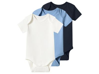 lupilu Set van 3 baby rompers (Donkerblauw/blauw, 74/80)