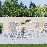 VidaXL Tuinstoelkussens hoge 6 st hoge rug 120x50x3 cm stof beige - thumbnail