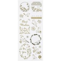 Creativ Company Stickers, vogels, vel 10x24 cm, ca. 17 stuk, goud, 1 vel - thumbnail