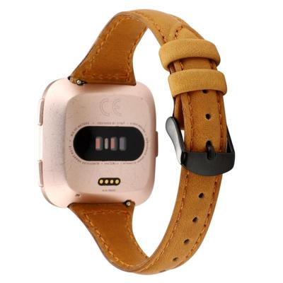 Voor Fitbit versa Razy Horse textuur lederen riem (licht bruin)