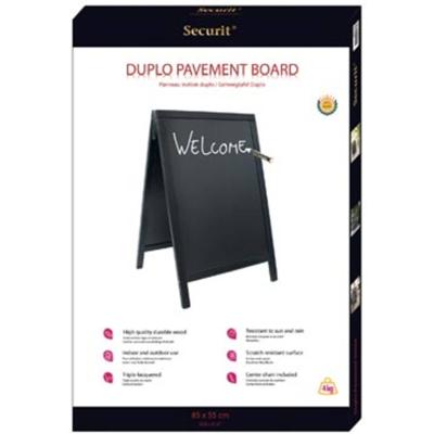 Stoepbord Securit 700x1250x40mm zwart hout