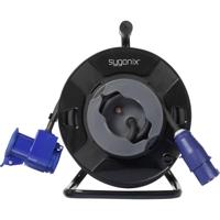 Sygonix SY-6684366 Kabelhaspel 25 m Zwart CEE-Cara-stekker - thumbnail