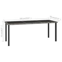 Tuintafel 180x70x73 cm poly rattan grijs - thumbnail