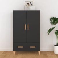 Hoge kast 70x31x115 cm bewerkt hout zwart - thumbnail
