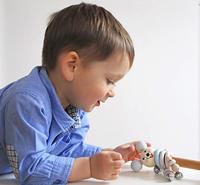 Voggenreiter 1236 Minny houten muis rammelstaaf met belletjes - thumbnail