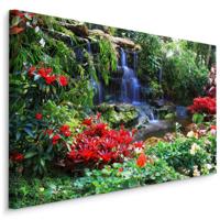 Schilderij - Waterval in tropische tuin, premium print - thumbnail