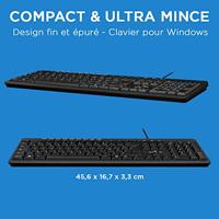 Bluestork Geavanceerd bekabeld toetsenbord, elegant met 10 multimedia-hotkeys, compatibel met Windows Azerty Frans. - thumbnail