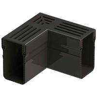 Garden Drain Hoekstuk 15 x 6,5x 10 cm afvoer Zwart aluminium per stuk Gardenlux - Gardenlux - thumbnail