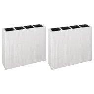 vidaXL Plantenbak verhoogd met 4 potten 2 st poly rattan wit