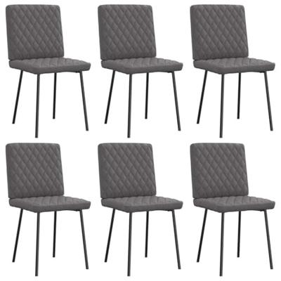 Eetkamerstoelen 6 st kunstleer grijs