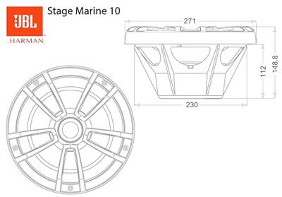 JBL Marine Stage 10 - Marine Audio Subwoofer - 10 Inch - 600Watt JBL Marine Stage 10 - Marine Audio Subwoofer - 10 Inch - 600Watt