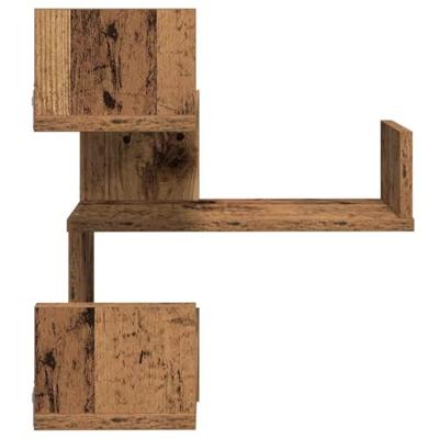 Hoekwandschappen 2 st 40x40x49,5 cm bewerkt hout oud houtkleur