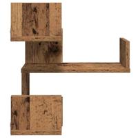 Hoekwandschappen 2 st 40x40x49,5 cm bewerkt hout oud houtkleur - thumbnail