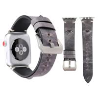 Voor Apple Watch serie 3 & 2 & 1 38mm patroon eenvoudige manier koeienhuid grote ogen horloge Strap(Grey) - thumbnail
