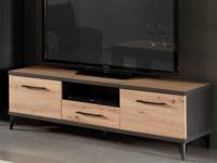 TV-meubel LODU 2 deuren en 1 lade carbon/marine hout - thumbnail