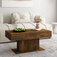Salontafel 96x50x45 cm bewerkt hout gerookt eikenkleurig - thumbnail
