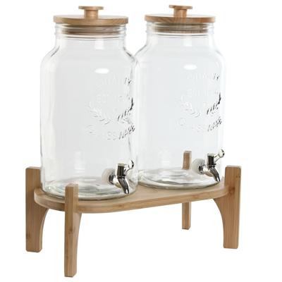 Drankdispenser Home ESPRIT Siliconen Bamboe Kristal Plastic 5,5 L 37 x 25 x 46 cm