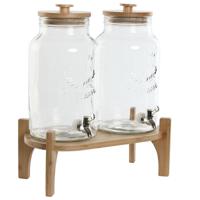 Drankdispenser Home ESPRIT Siliconen Bamboe Kristal Plastic 5,5 L 37 x 25 x 46 cm - thumbnail
