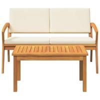 Bistroset met kussen 2 pcs Bruin Massief acaciahout - thumbnail