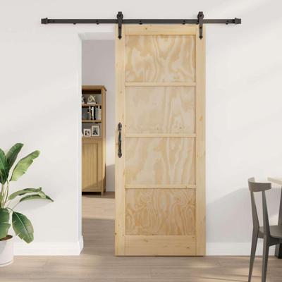 Schuifdeur met bevestigingsset 83x211 cm Massief vurenhout