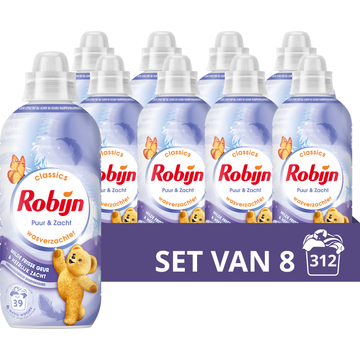 Robijn Wasverzachter Puur & Zacht 8 x 780 ml bij Jumbo