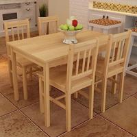 VidaXL Eettafel met 4 stoelen hout naturel - thumbnail