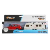 Toi-Toys metal pull-back auto met caravan 1:48 - thumbnail