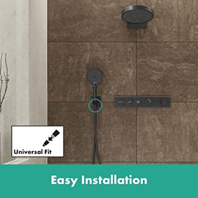 Hansgrohe FixFit Q muuraansluitbocht met handdouchehouder, Brushed Black Chrome Hansgrohe FixFit Q muuraansluitbocht met handdouchehouder, Brushed Black Chrome