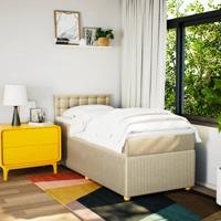 Boxspring met matras stof crèmekleurig 200x200 cm - thumbnail