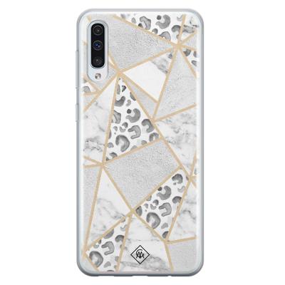 Samsung Galaxy A70 siliconen telefoonhoesje - Stone & leopard print