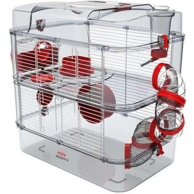ZOLUX Kooi op 2 verdiepingen voor hamsters, muizen en gerbils - Rody3 duo - L 41 xd 27 xh 40,5 cm - Grenadine ZOLUX Kooi op 2 verdiepingen voor hamsters, muizen en gerbils - Rody3 duo - L 41 xd 27 xh 40,5 cm - Grenadine