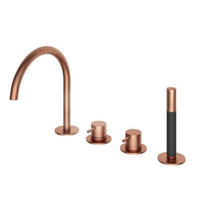 Inbouw Badrandcombinatie Hotbath Cobber Met Uitloop en 2-weg Omstel Geborsteld Koper (incl. Handdouche) Living Colours