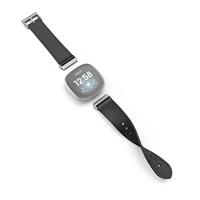 Hama Polsband Voor Fitbit Versa 3/Sense Horlogebandje Van Leer En Silic. Zw. - thumbnail