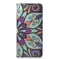 OPPO A54s | A16 | A16s Smart Cover Purple Flower - thumbnail