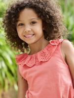 Mouwloze sweater met ruches van Engels borduursel voor meisjes koraal - thumbnail