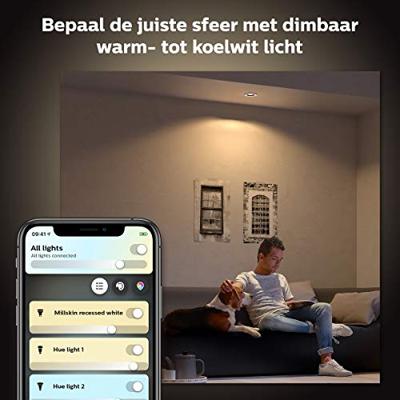Philips Hue Milliskin inbouwspot White Ambiance Wit - rond Philips Hue Milliskin inbouwspot White Ambiance Wit - rond