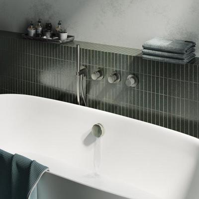 Thermostatische Douche/Badkraan Hotbath Cobber X Inbouw Met 2 Stopkranen En Handdouche Geborsteld Nikkel