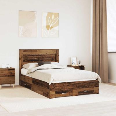 Bedframe met lade met hoofdeinde met opslag Bewerkt hout