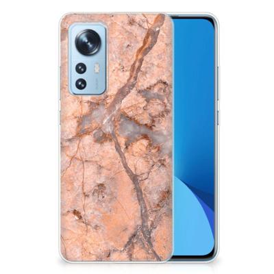 Xiaomi 12 | 12X | TPU | Siliconen hoesje | Marmer Oranje Xiaomi 12 | 12X | TPU | Siliconen hoesje | Marmer Oranje