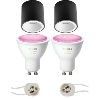 Philips Hue Opbouwspot Set GU10 - Mat Zwart/Wit - Ø90mm - White and Color Ambiance - Bluetooth